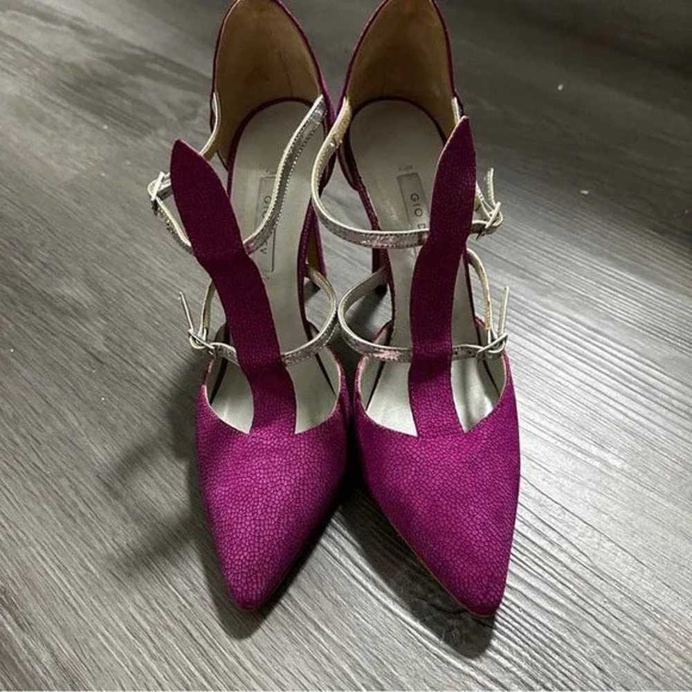 Gio Diev Purple Snakeskin Print Pointed Buckle St… - image 2