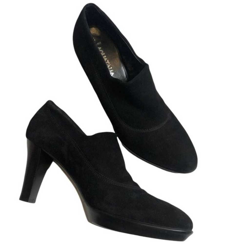 AQUATALIA Black Suede Leather Accent Heeled Ankle… - image 1