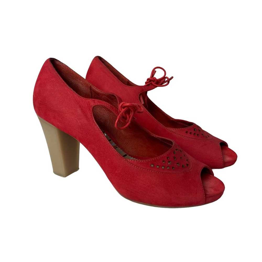 Camper women’s heels red suede pumps size 7 - image 4