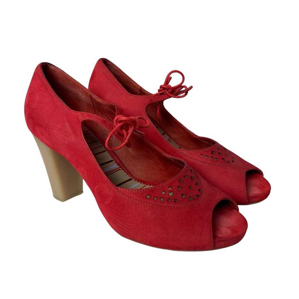 Camper women’s heels red suede pumps size 7 - image 5