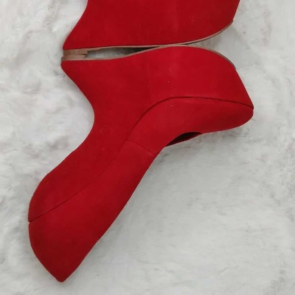 Aldo Womens Red Suede Round Toe Slip On Designer … - image 7