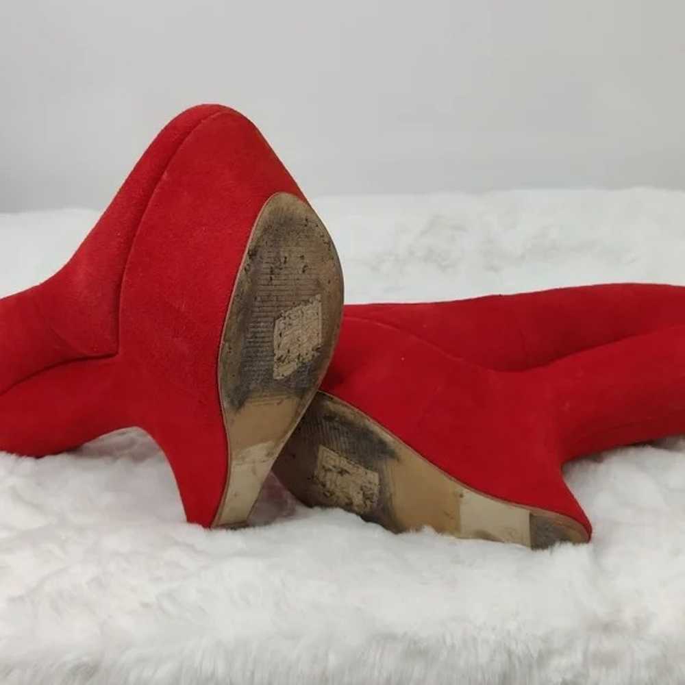 Aldo Womens Red Suede Round Toe Slip On Designer … - image 8