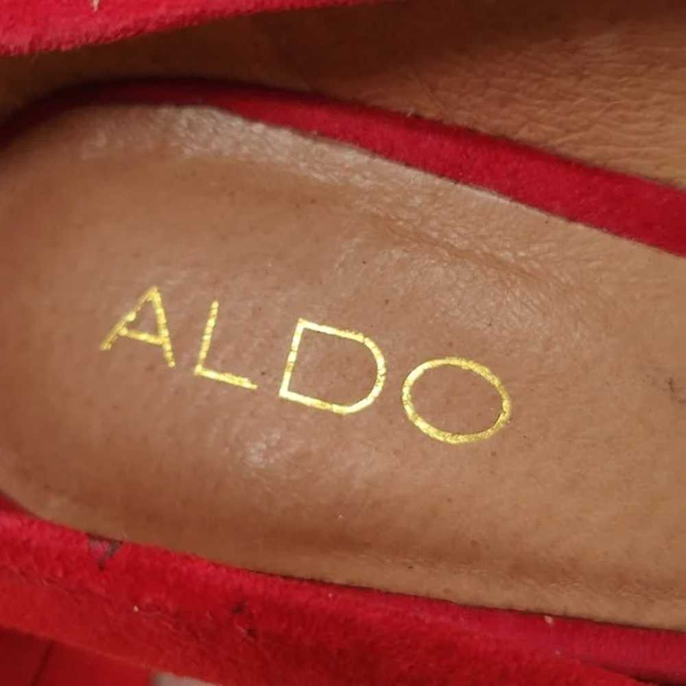 Aldo Womens Red Suede Round Toe Slip On Designer … - image 9