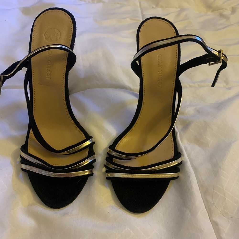 Black Gold Strappy Stiletto Sandals Designer Olca… - image 1