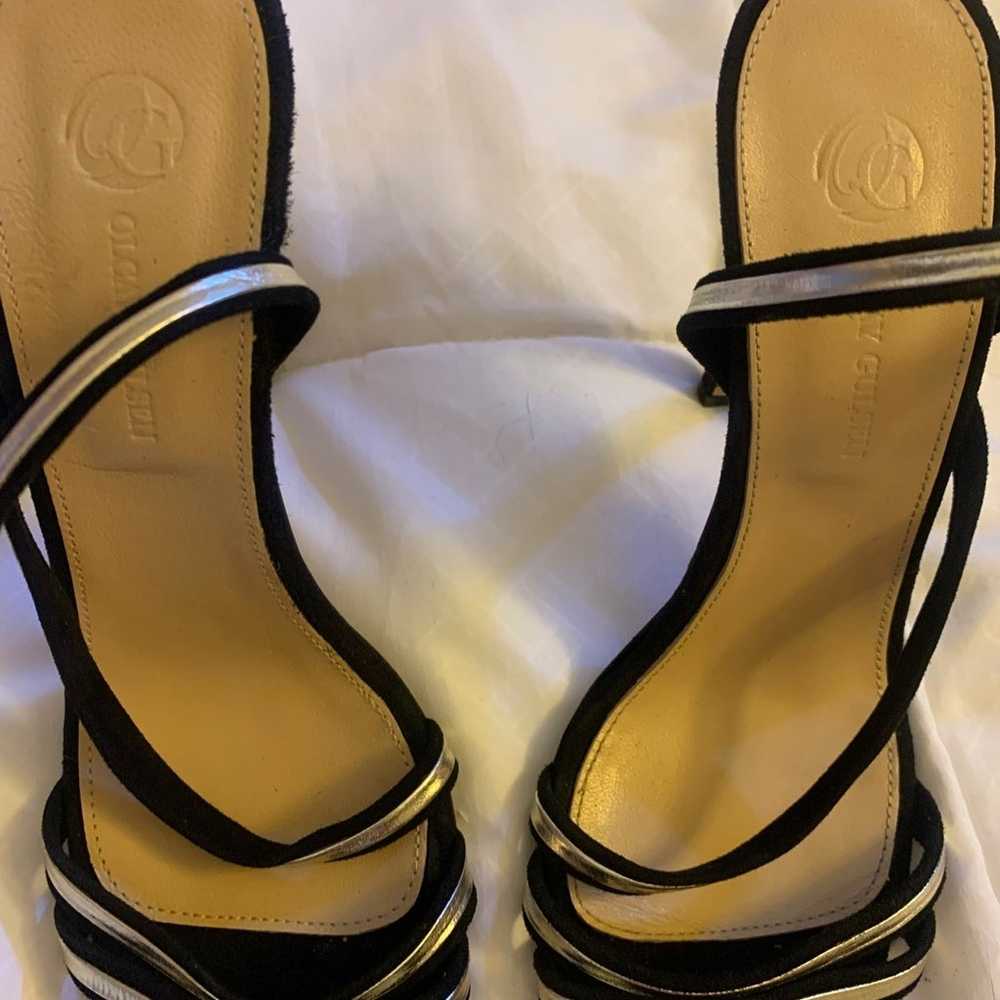 Black Gold Strappy Stiletto Sandals Designer Olca… - image 2