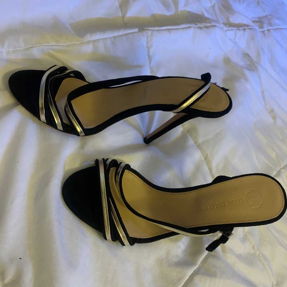 Black Gold Strappy Stiletto Sandals Designer Olca… - image 8