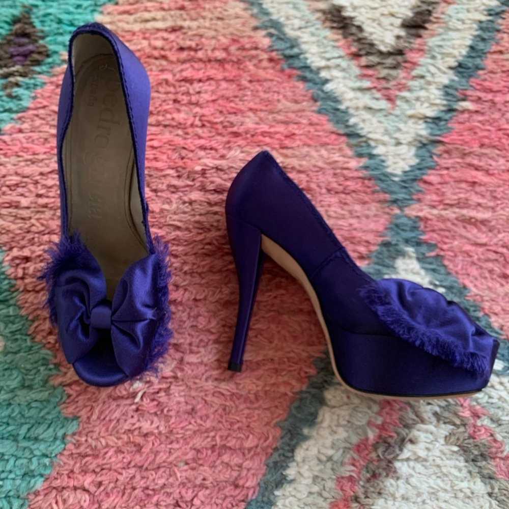 Purple silk Pedro Garcia open toe high heels pump… - image 3