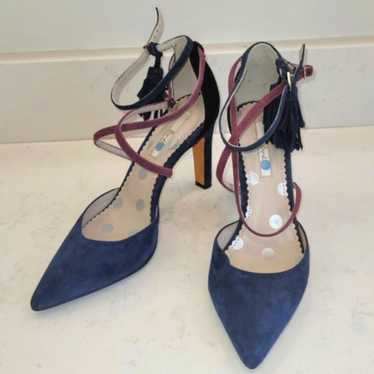 Boden Amelia blue suede strappy tasseled pointy-t… - image 1