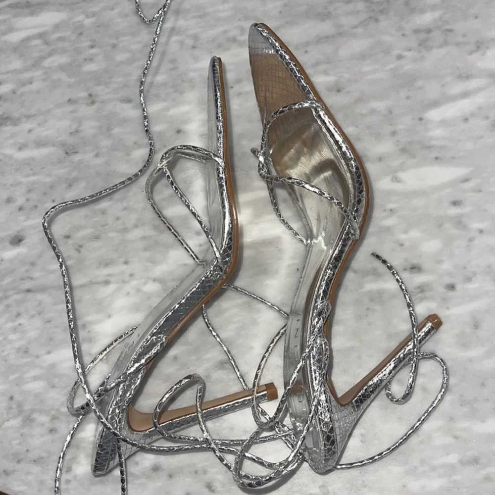 Silver lace up heals - image 4