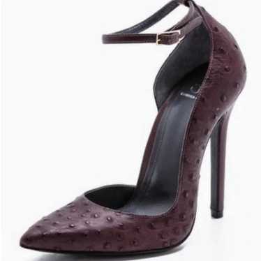 Monika Chiang purple ostrich leather heels