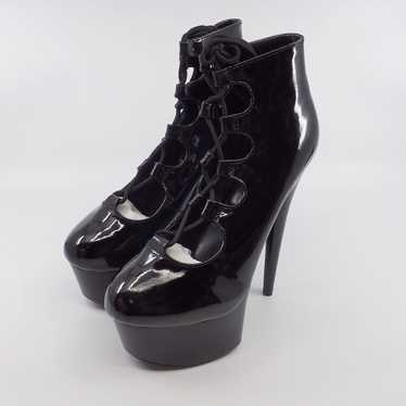 Ellie Black Patent Laced Heels 6 - NIB - image 1