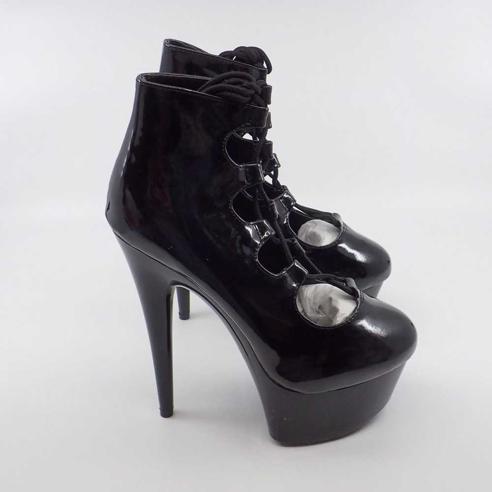 Ellie Black Patent Laced Heels 6 - NIB - image 3