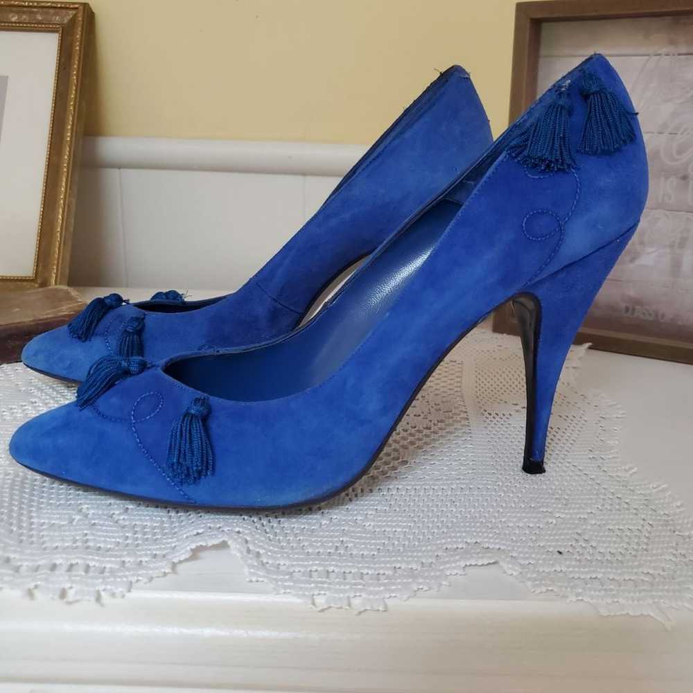 Vintage wild pair blue suede heels with tassels - image 1