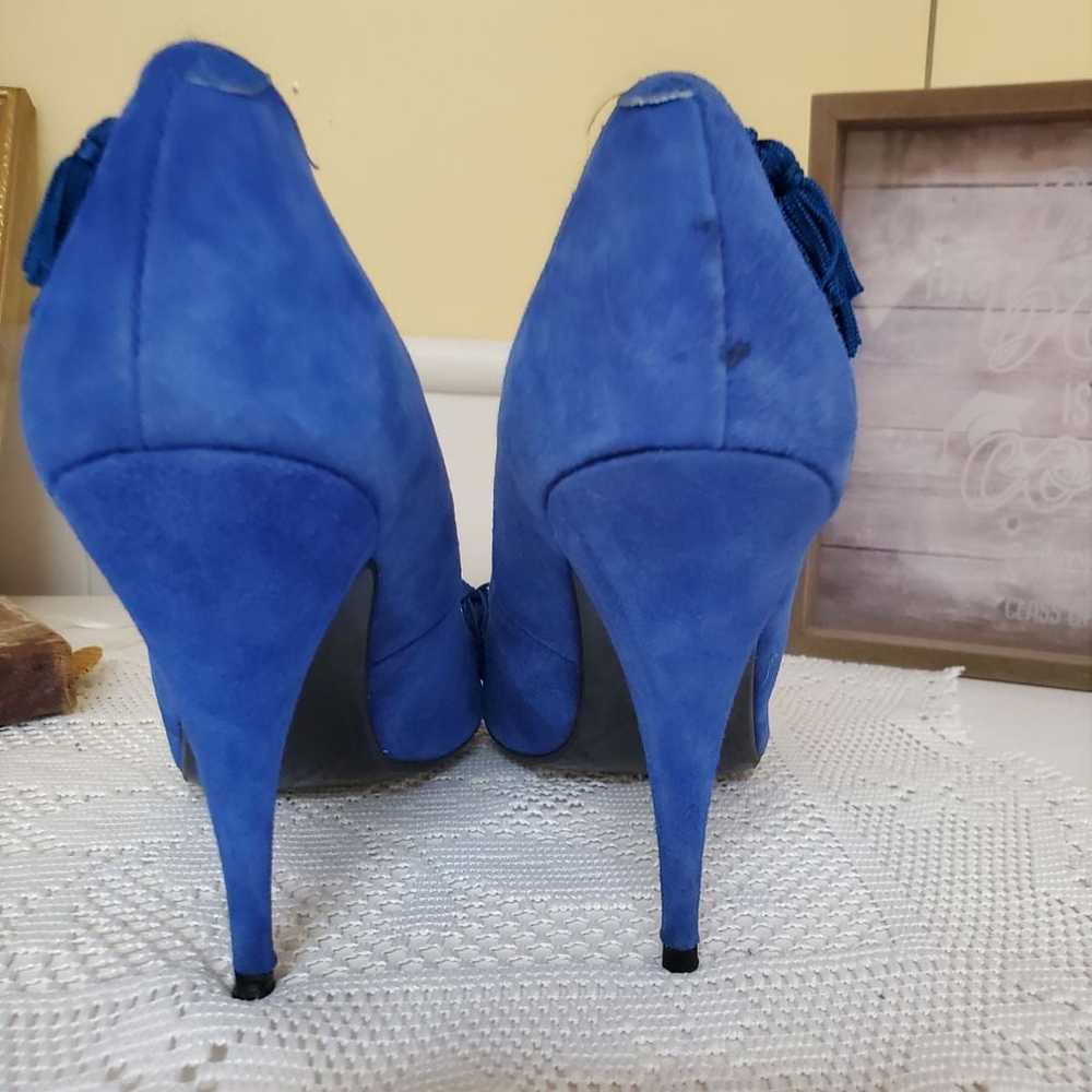 Vintage wild pair blue suede heels with tassels - image 6