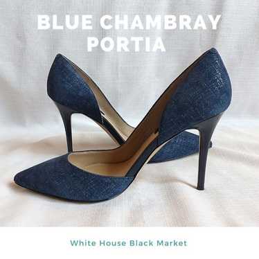 WHBM Blue Chambray Portia Heels- NWOT