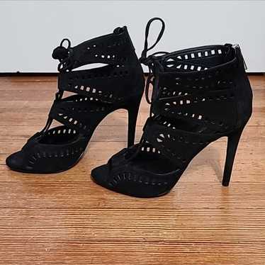 Zara Black Suede Lace Up Heels