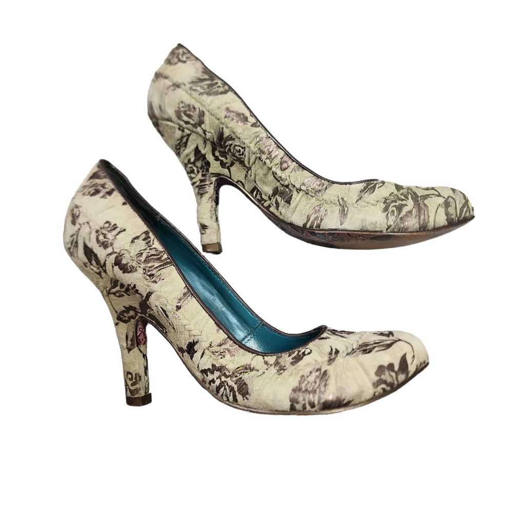 Rare IRREGULAR CHOICE Cream Suede Floral Crochet … - image 1