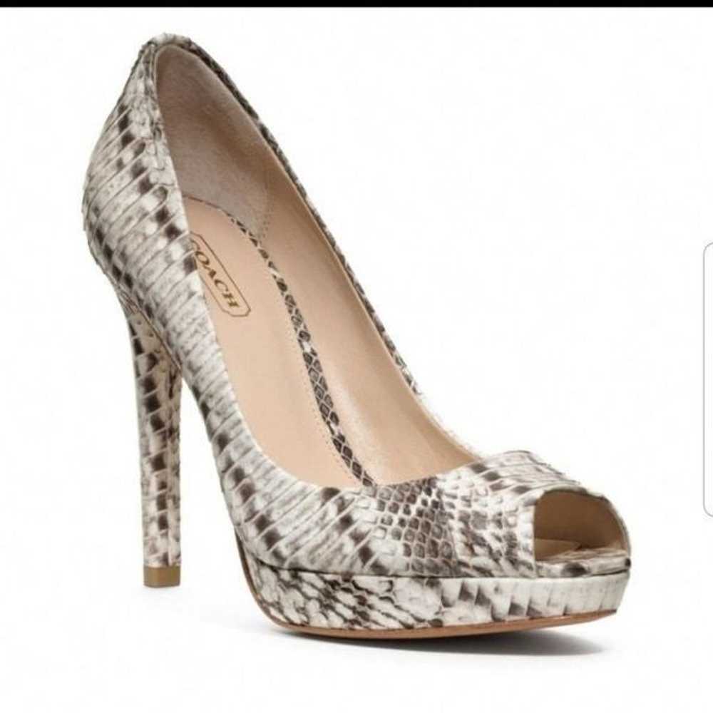 Coach Selma Python Peep Toe Heels 4.5" Height 8B - image 2