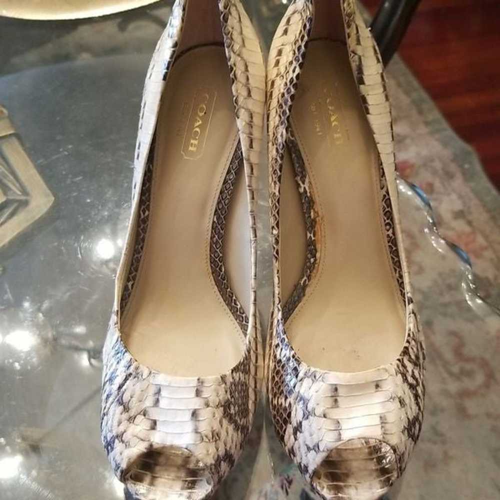 Coach Selma Python Peep Toe Heels 4.5" Height 8B - image 9