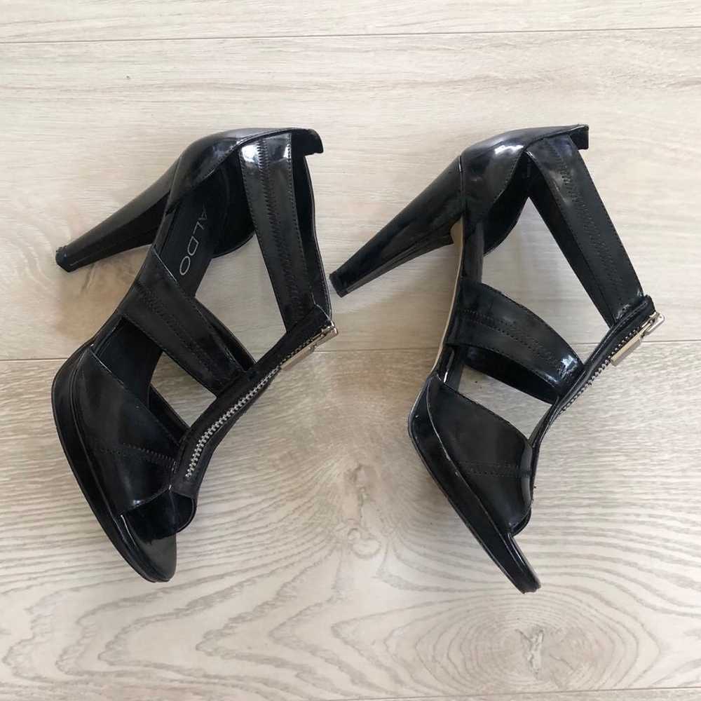 Aldo Black Strappy Zip-Front Heel Sandals - image 2