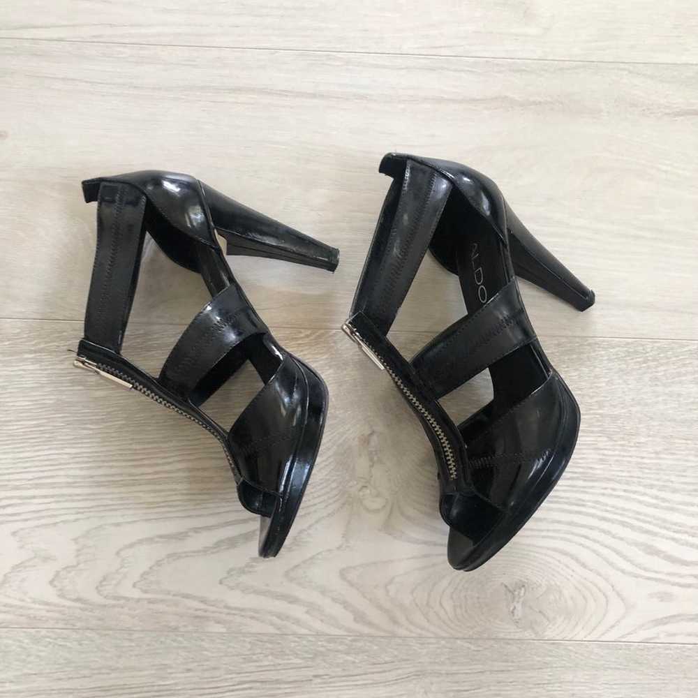 Aldo Black Strappy Zip-Front Heel Sandals - image 9