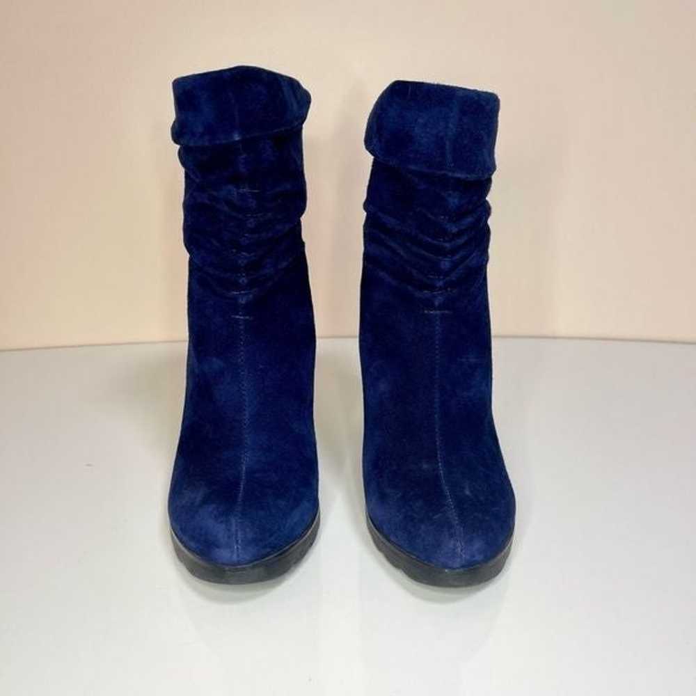 Blue Suede Women’s Heels Boots Sz 38 - image 2