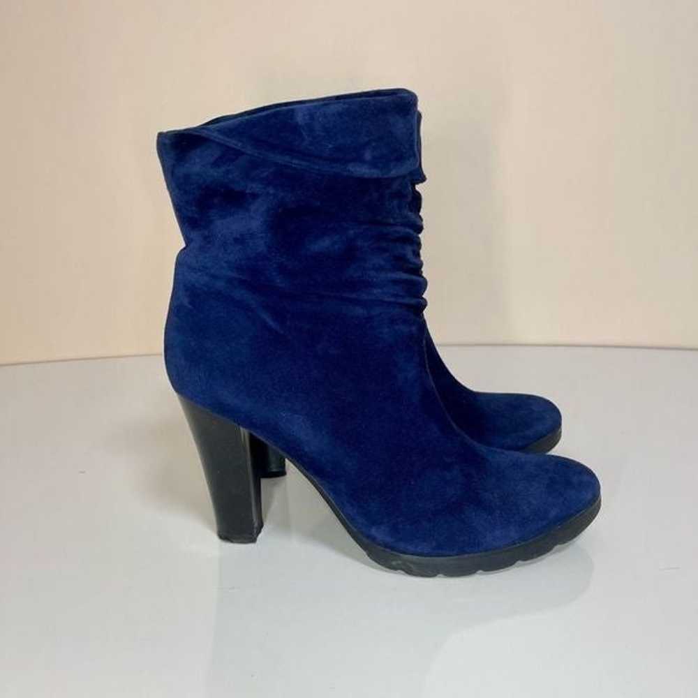 Blue Suede Women’s Heels Boots Sz 38 - image 3