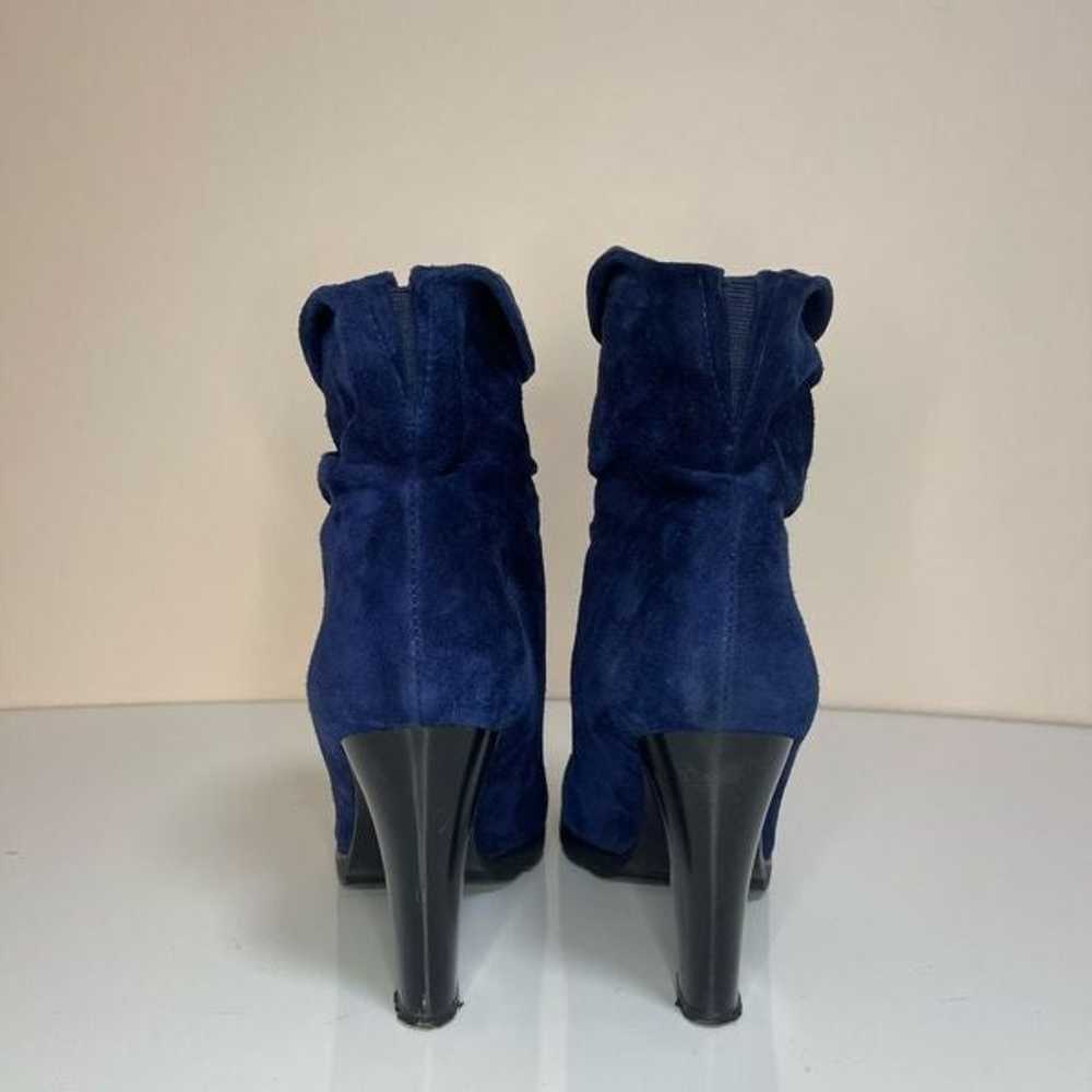 Blue Suede Women’s Heels Boots Sz 38 - image 4