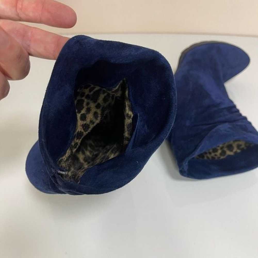 Blue Suede Women’s Heels Boots Sz 38 - image 6