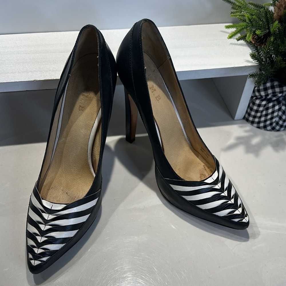 L.A.M.B Black & White Stiletto Pointed Toe Heels - image 2