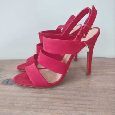 SCHUTZ Morianna scarlet red nubuck strapy heels 9.