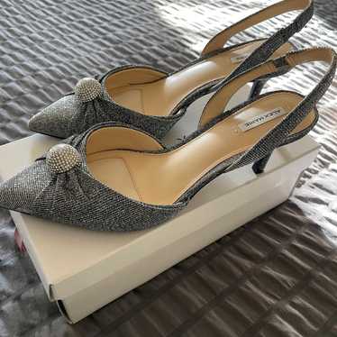 Silver slingback high heels
