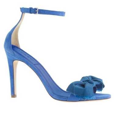 NWOT Jcrew Blue Suede Bow Heels - image 1