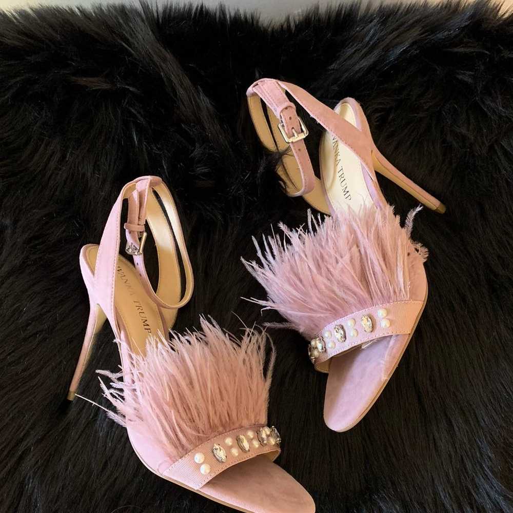 New 8.5 Pink Ivanka Trump Feather Heels - image 1