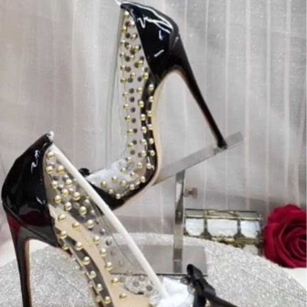 Sexy black sheer studded heels 8 - image 2