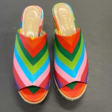 J Renee Prys rainbow striped wedge sandal - image 1