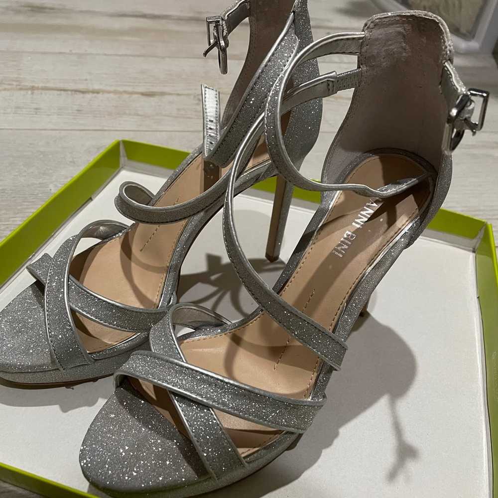 Silver Glitter High Heels - image 2