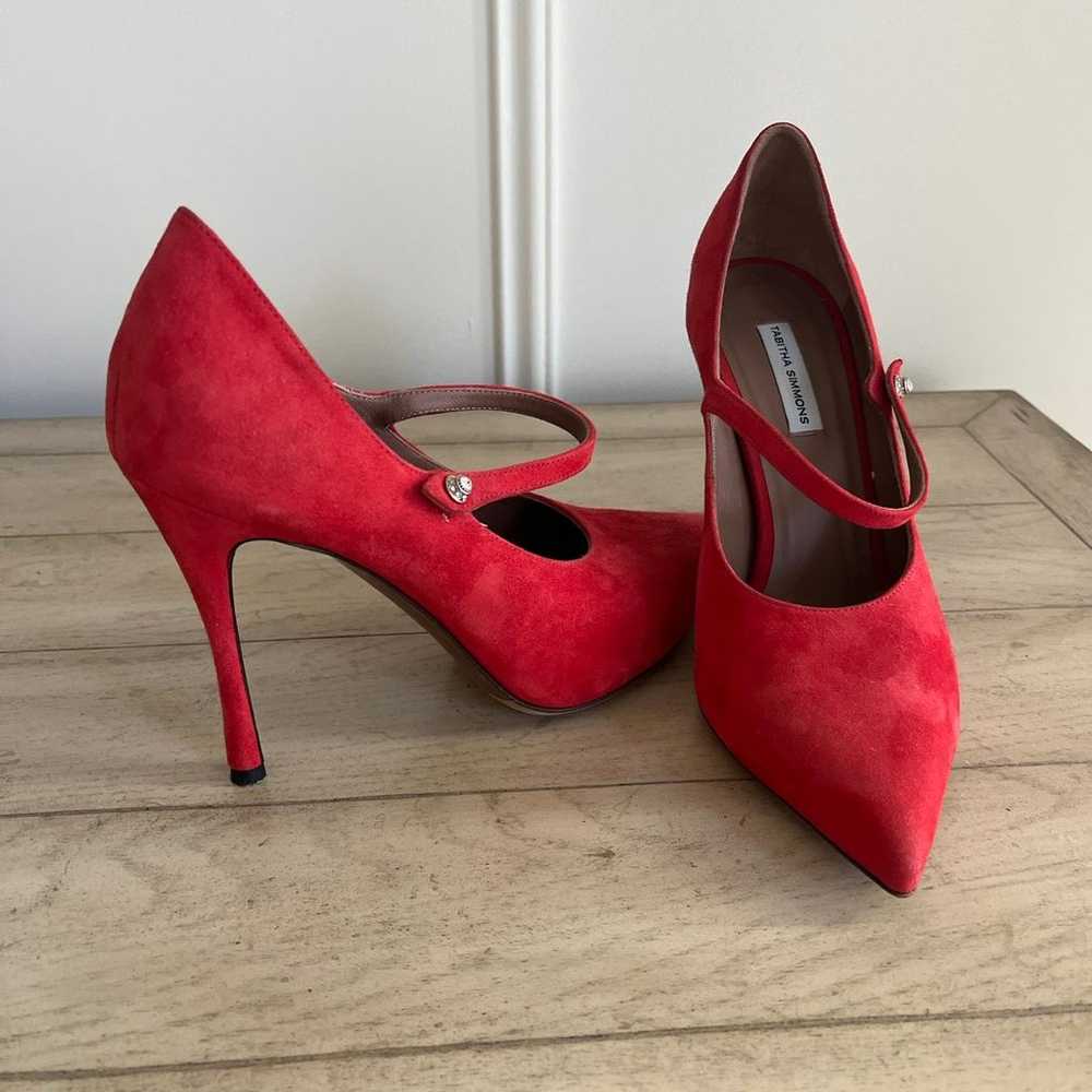 Red suede Tabitha Simmons size 37 pumps/heels - image 1