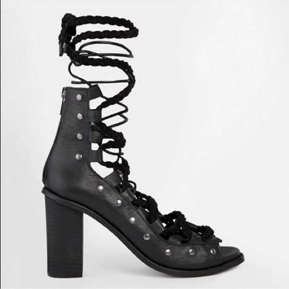Free People Black Leather Pember Lace Up Sandals,… - image 10