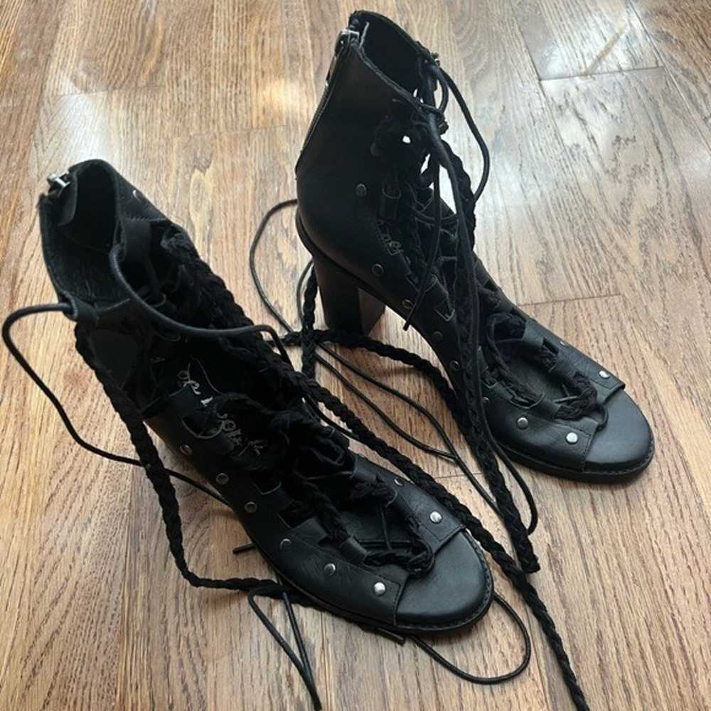 Free People Black Leather Pember Lace Up Sandals,… - image 3