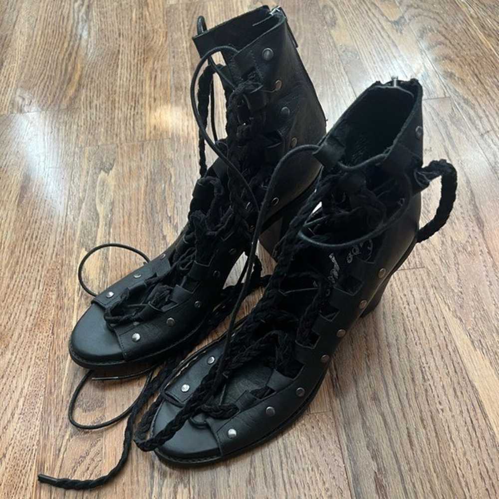 Free People Black Leather Pember Lace Up Sandals,… - image 5