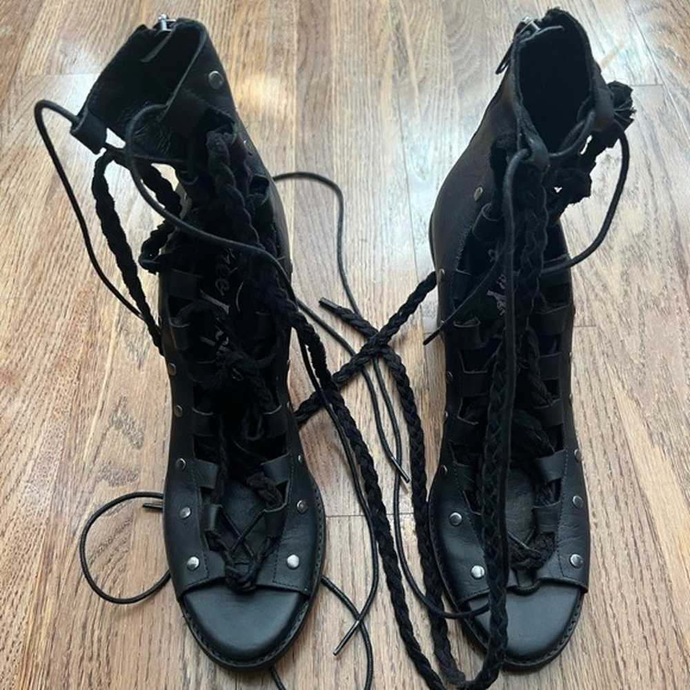 Free People Black Leather Pember Lace Up Sandals,… - image 8