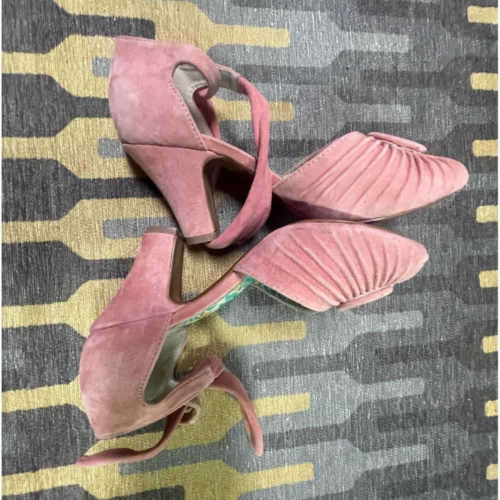 Miss L Fire Shoes Vintage Pink Suede heels 37 - image 7