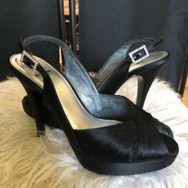 NWOT STUART WEITZMAN Black Square Open Toe Heels shops Pumps Sandals