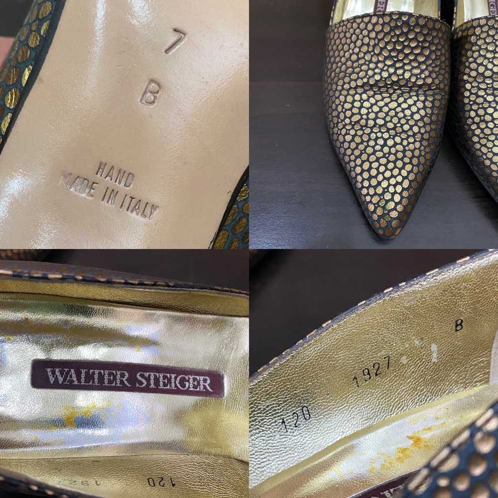 Vintage WALTER STEIGER Gold Foiled Polka Dot Sued… - image 11