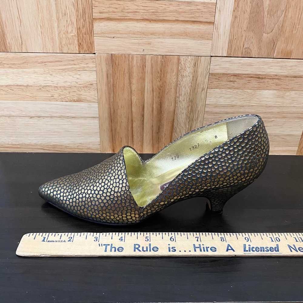 Vintage WALTER STEIGER Gold Foiled Polka Dot Sued… - image 7