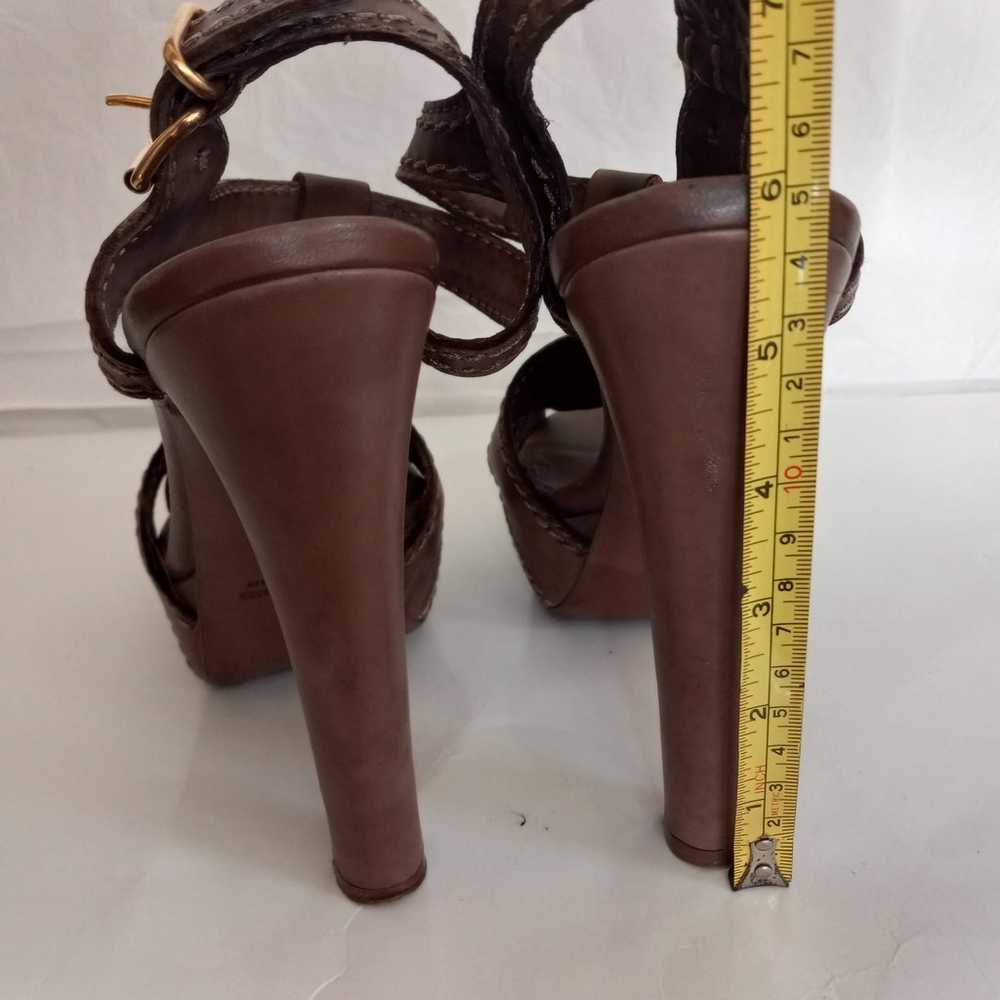 Miu miu stitches high heels leather peep toe shoe… - image 4