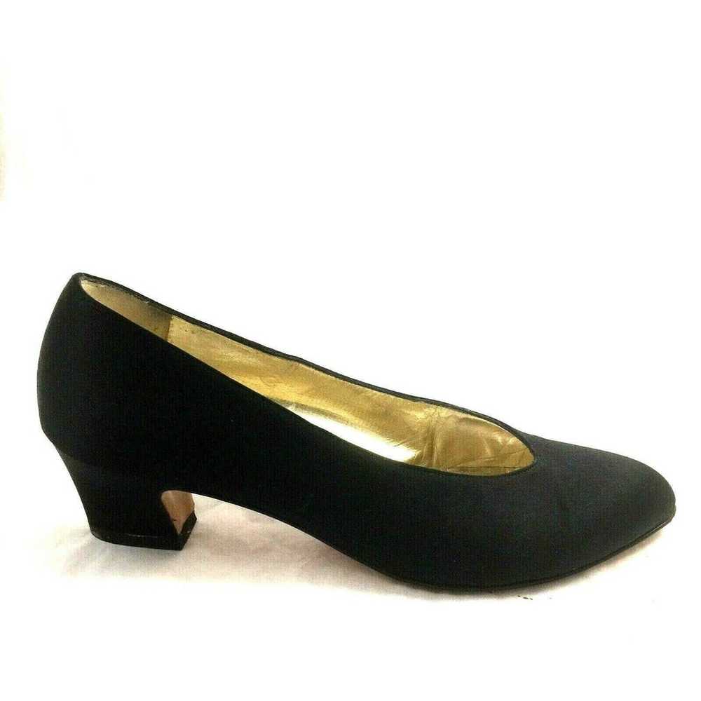 Salvatore Ferragamo Pump Black Satin Almond Toe C… - image 2