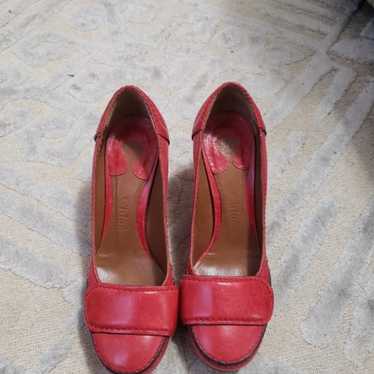 Chloe Red Leather Block Heel Pumps - image 1