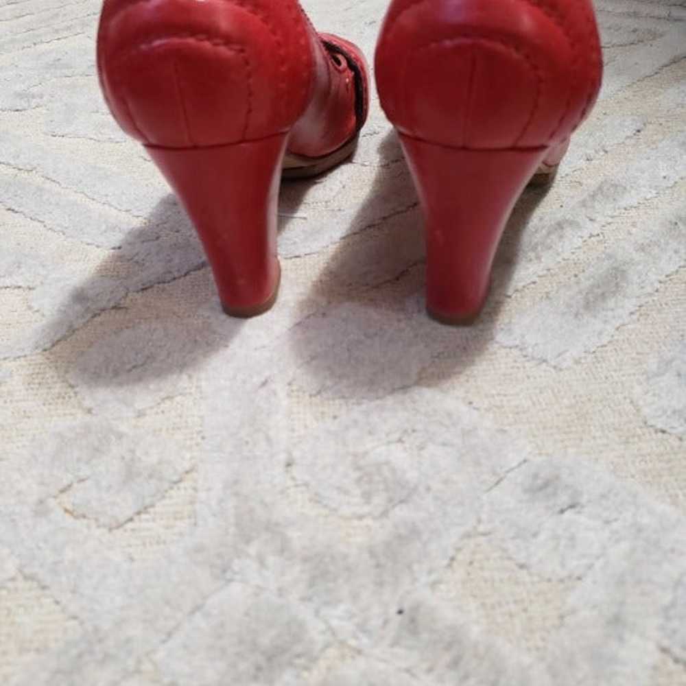 Chloe Red Leather Block Heel Pumps - image 3